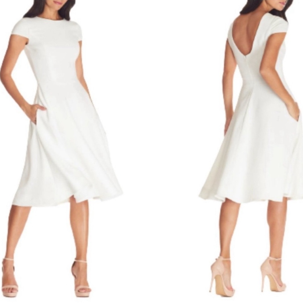 Dress the Population Livia Fit and Flare Dress in Ivory Bride Bridal A Line